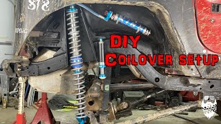 DIY Coilover setup on my Triangulated four link build Jeep Wrangler TJ [upl. by Noiek]