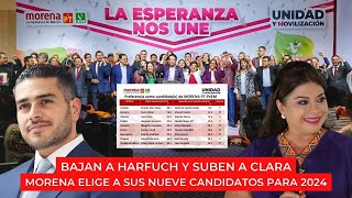 Morena elige a sus candidatos bajan a Harfuch y suben a Clara [upl. by Ayirp]