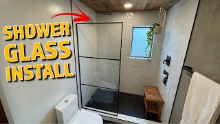 SHOWER WITHOUT A DOOR  How to Install a Shower Glass Panel  Bathroom Remodel Part 8 [upl. by Ahtiek]