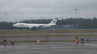 Iran Air B747200 arrives at GothenburgLandvetter Airport [upl. by Sven]