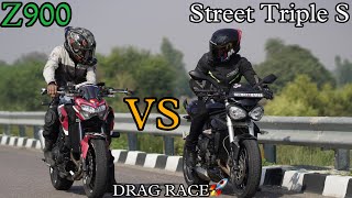 Kawasaki Z900🚀 VS Street Tripel S🔥ll Full Throttle Drag Race❗️ll Fastest Z900 258kmh🔥 [upl. by Matlick]