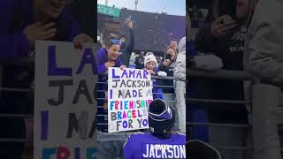 This sweet young fan made LamarJackson a friendship bracelet aww NFL Shorts Feelgoodmoments [upl. by Ullman535]