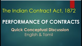 Performance of Contracts  Indian Contract Act 1872  Quick Revision  English amp Tamil [upl. by Idyh258]