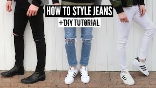 How To Style Jeans  Distressed Denim  DIY Tutorial  Mens Fashion 2023 [upl. by Ettenan]