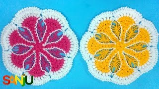 Simple and Easy crochet Thali posh  Table mat design [upl. by Anelak516]