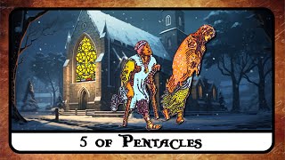 5 of Pentacles Tarot Card Meaning ⛤ Reversed Secrets History ⛤ [upl. by Colton]