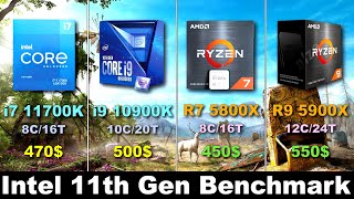 Intel 11th Gen  Intel 11700k Benchmark  11700k vs 10900k  11700k vs 5800x  11700k vs 5900x [upl. by Loy79]