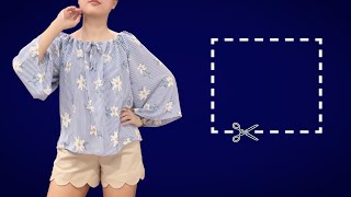 Very easy Rectangle blouse cutting and sewing  DIY topshirtblouse  Flared blouse sewing tutorial [upl. by Mylan703]