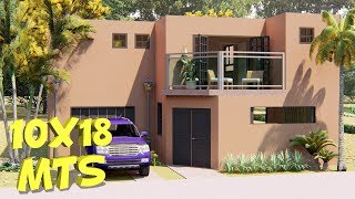 Casa de 10x18 mts  10x18 House Plans [upl. by Anelem]