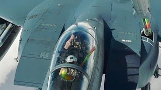 Small Talk During Midair Refuelling KC10 Refuels F15 Eagles [upl. by Gnues877]