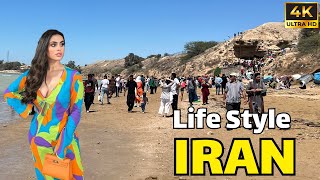 Iran 2024  walking tour in Rishehr beachBushehr  The invasion of Nowruz 1403 travelers [upl. by Ttayw868]