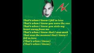 Alicia Keys  Thats When I Knew with lyrics [upl. by Ansell230]