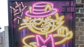 Street Artist spraying classic alley cat cartoon POV Action [upl. by Gaultiero]