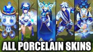 All New Porcelain Skins Spotlight Ezreal Lux Lissandra Kindred Amumu League of Legends [upl. by Octavia48]