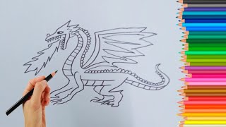 Easy dragon drawing drawingspeedo [upl. by Vic]