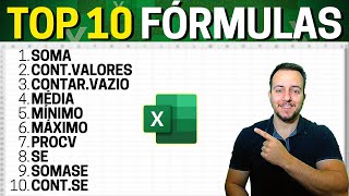 Top 10 Funções mais Importantes no Excel  Exemplos Práticos Fórmulas Essenciais 🏆🥇 [upl. by Eusebio187]