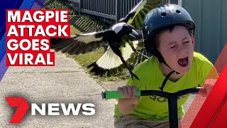 Australian boys magpie attack caught on camera  7NEWS [upl. by Vail]