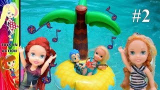 Anna and Elsa Toddlers Disney Princess New Year Pool Party Ariel Mermaids  2 Toys In Action [upl. by Revned]