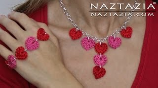 HOW to CROCHET HEART NECKLACE and BRACELET JEWELRY  DIY Tutorial by Naztazia [upl. by Ellenehc]