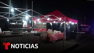 Atracan con violencia cuatro puestos ambulantes de tacos en Los Ángeles  Noticias Telemundo [upl. by Aihsak]