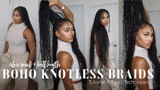 005 HOW TO DIY EXTRA SMALL BOHO KNOTLESS BRAIDS   YWIGS HUMAN HAIR  LONGG LENGTH Jai Danielle [upl. by Cutlip]