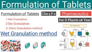 Formulation of Tablet  Wet Granulation method  in Pharmaceutics  D Pharm 1st Year with notes [upl. by Lissi]