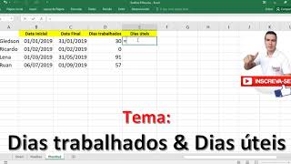 Dias Trabalhados no Excel  Dias Úteis no Excel  Dia Trabalho total e Dias [upl. by Margette]