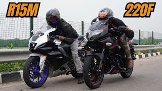 2024 Pulsar 220F vs Yamaha R15M Drag Race [upl. by Nottage39]