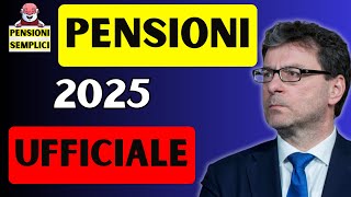 🟨 PENSIONI 2025 UFFICIALE❗️ LE NOVITA NELLA LEGGE DI BILANCIO COSA CAMBIA❓ [upl. by Service50]