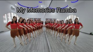 My Memories Rumba  LINE DANCE  TEAM YD  TB💃💃💃CHOREO BYLucy Aprilina Lo COACH BY YudiNyo [upl. by Nyllewell]