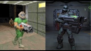 Doom 2016 vs Doom 9394 Weapons Comparison  With 3rd Person Doom Guy Holding the Guns [upl. by Yelrahs]