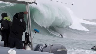 Visitors from all over the world flock to Mavericks as surfers brave massive waves [upl. by Barolet872]