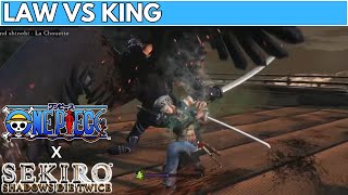 ONE PIECE x SEKIRO SHADOWS DIE TWICE  TRAFALGAR LAW VS KING  FULL FIGHT  COMBAT [upl. by Adnawot243]