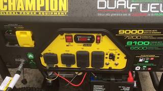 Champion 9000w Dual Fuel Propane Gasoline Generator [upl. by Aoniak]