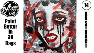 Acrylic April Day 14  How to Paint an Abstract Acrylic Face for Beginners Figurative Abstraction [upl. by Enaenaj]