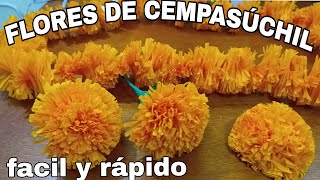 FLORES DE CEMPASÚCHIL GUIRNALDAS DE DIA DE MUERTOScomo hacer flores de CEMPASÚCHIL marigold [upl. by Thane]