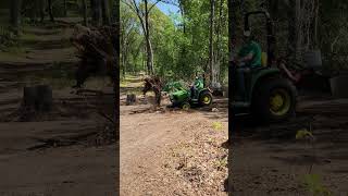 John Deere 3025e aka HerculesRemoving Stumps johndeere [upl. by Aenil]