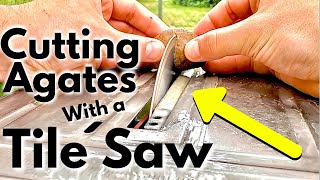 TILE SAW vs AGATES Cutting and exposing beautiful minerals [upl. by Aenal569]