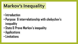 Markovs inequality  Introduction  Purpose  state amp prove  Applications  Limitations [upl. by Cherri]