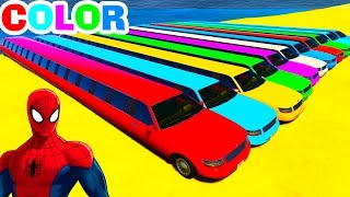 LONG COLOR Cars in Spiderman Cartoon with Colors for Kids and Children Nursery Rhymes Fun Video [upl. by Rriocard]