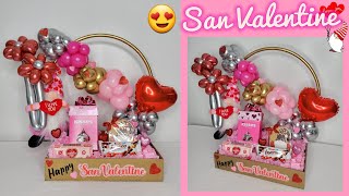 DIY REGALO ECONOMICO PARA SAN VALENTIN ARREGLO CON GLOBOS PELUCHE Y CHOCOLATES [upl. by Murrell]