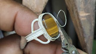 How to make ring with silver wire 🐅 Tiger ring making  Tiger ring jewellery [upl. by Atirak391]