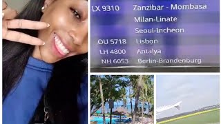 FLY WITH ME FROM BERLIN FRANKFURT TO MOMBASA KENYAMOI INTERNATIONAL AIRPORTBAMBURI BEACH HOTEL [upl. by Aia]