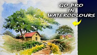 🎨 Best Landscape Painting for Beginners  Watercolor  Watercolour [upl. by Colson675]