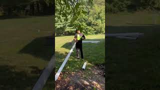 Cutting a downspout for installation downspout [upl. by Okime]