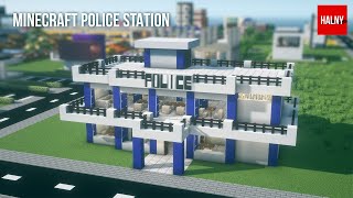 Minecraft police station  Tutorial build [upl. by Leuqram]