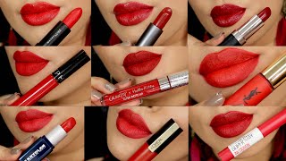 Valentines Red Lipstick Swatches  MAYBELLINE LOREAL COLOURPOP SEPHORA YSL KRYOLAN  LUNA [upl. by Ademordna]