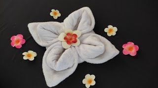 how to make towel flower  towel folding design  towel art [upl. by Emmye817]