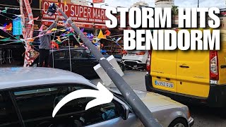 STORM Hits Benidorm Before Fancy Dress Party  Knocked Down Light Pole [upl. by Radley650]