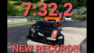 Honda S2000 Nürburgring Nordschleife record by the incredible NEMSTRE 7322 BTG [upl. by Nayd242]